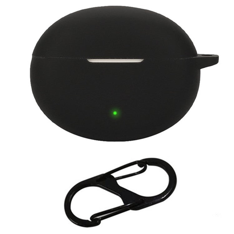 For Oppo Enco Air4 Pro Silicone Cover Bluetooth Earphone Sleeve with Anti-Lost Buckle - Black