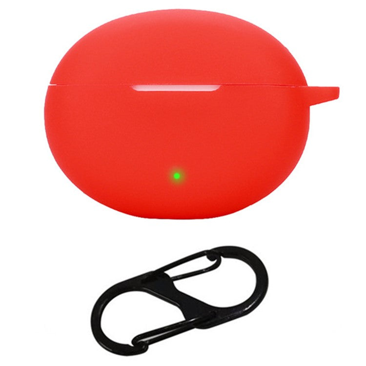 For Oppo Enco Air4 Pro Silicone Cover Bluetooth Earphone Sleeve with Anti-Lost Buckle - Red