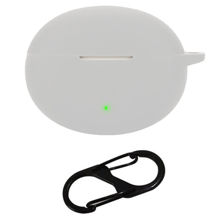 For Oppo Enco Air4 Pro Silicone Cover Bluetooth Earphone Sleeve with Anti-Lost Buckle - Grey