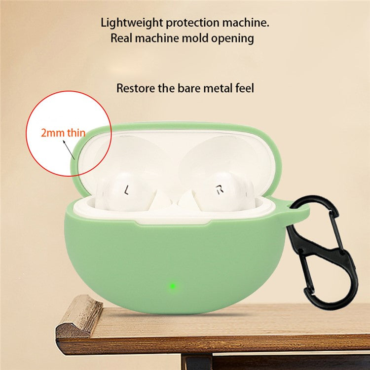 For Oppo Enco Air4 Pro Silicone Cover Bluetooth Earphone Sleeve with Anti-Lost Buckle - Matcha Green