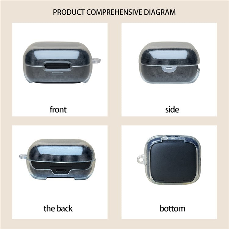 For Anker Soundcore P30i Silicone Headphone Case TWS Earphone Cover with Hanging Buckle - Transparent