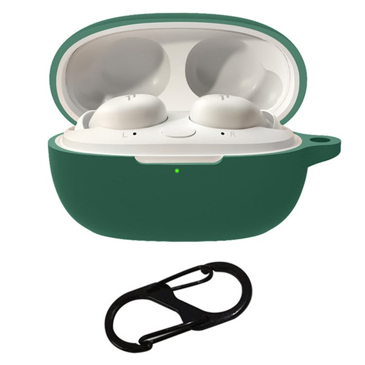 For 1MORE Sleeping Earbuds Z30 Silicone Case Bluetooth Earphones Cover with Hanging Buckle - Blackish Green