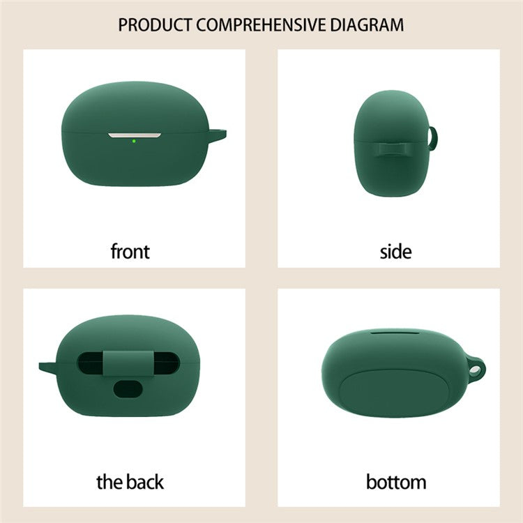 For 1MORE Sleeping Earbuds Z30 Silicone Case Bluetooth Earphones Cover with Hanging Buckle - Blackish Green