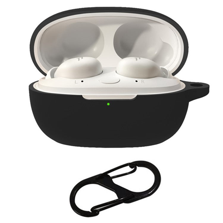 For 1MORE Sleeping Earbuds Z30 Silicone Case Bluetooth Earphones Cover with Hanging Buckle - Black