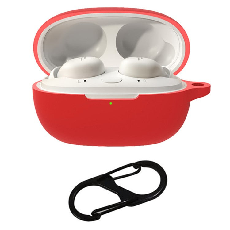 For 1MORE Sleeping Earbuds Z30 Silicone Case Bluetooth Earphones Cover with Hanging Buckle - Red