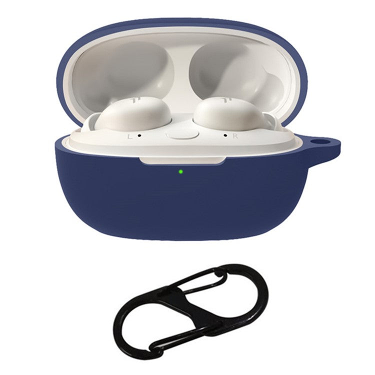 For 1MORE Sleeping Earbuds Z30 Silicone Case Bluetooth Earphones Cover with Hanging Buckle - Dark Blue