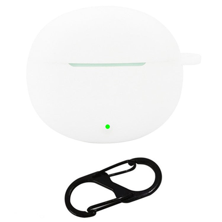 For Honor Earbuds X7 Silicone Headset Case Anti-Scratch TWS Earphone Cover with Hanging Buckle - White