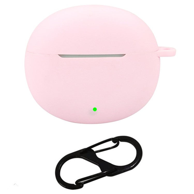 For Honor Earbuds X7 Silicone Headset Case Anti-Scratch TWS Earphone Cover with Hanging Buckle - Pink