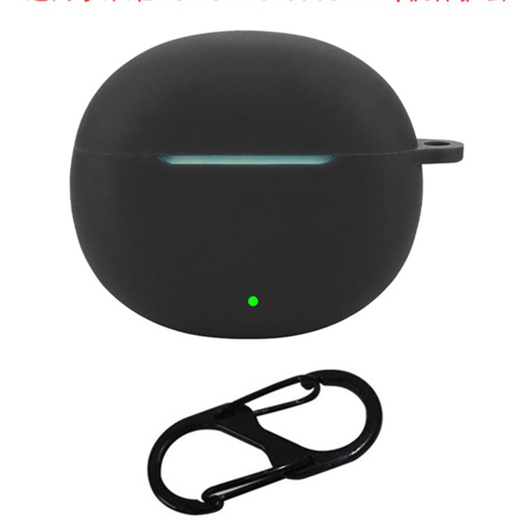 For Honor Earbuds X7 Silicone Headset Case Anti-Scratch TWS Earphone Cover with Hanging Buckle - Black