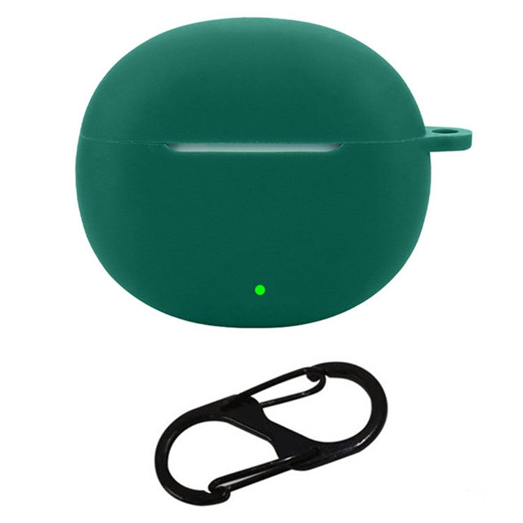 For Honor Earbuds X7 Silicone Headset Case Anti-Scratch TWS Earphone Cover with Hanging Buckle - Blackish Green
