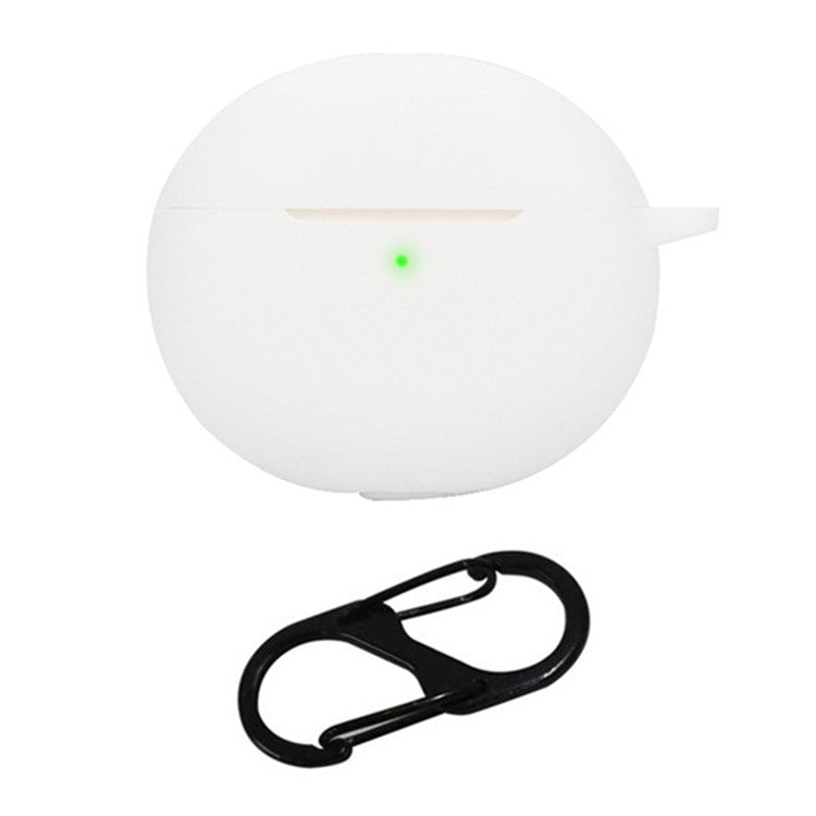 For Oppo Enco R3 Silicone Case Anti-Scratch Wireless Headset Cover with Hanging Buckle - White