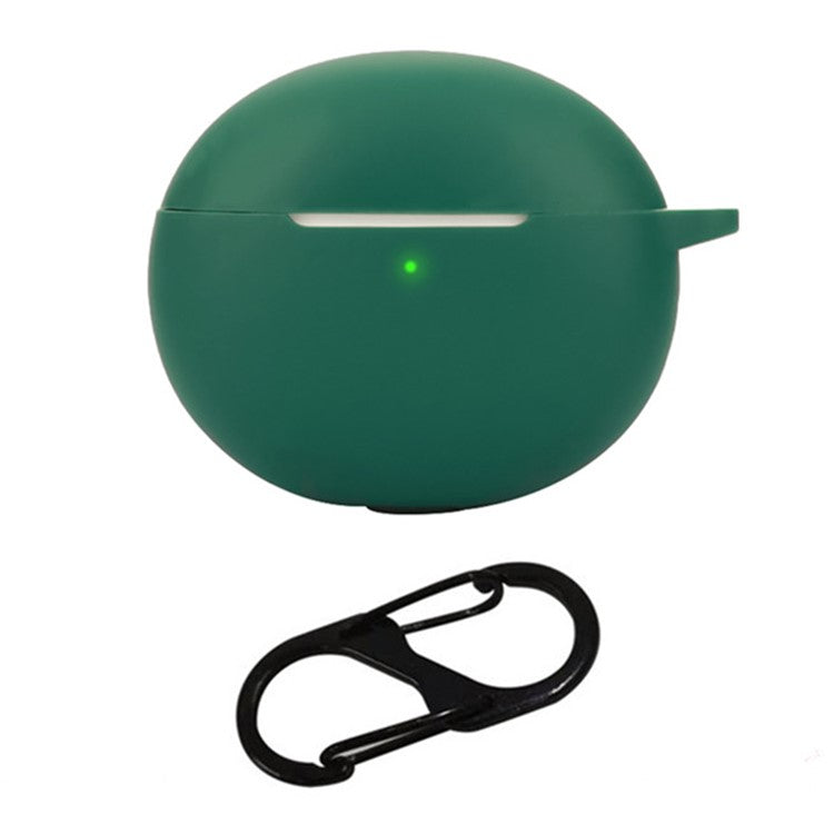 For Oppo Enco R3 Silicone Case Anti-Scratch Wireless Headset Cover with Hanging Buckle - Blackish Green