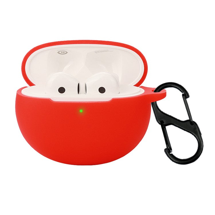 For Oppo Enco R3 Silicone Case Anti-Scratch Wireless Headset Cover with Hanging Buckle - Blackish Green