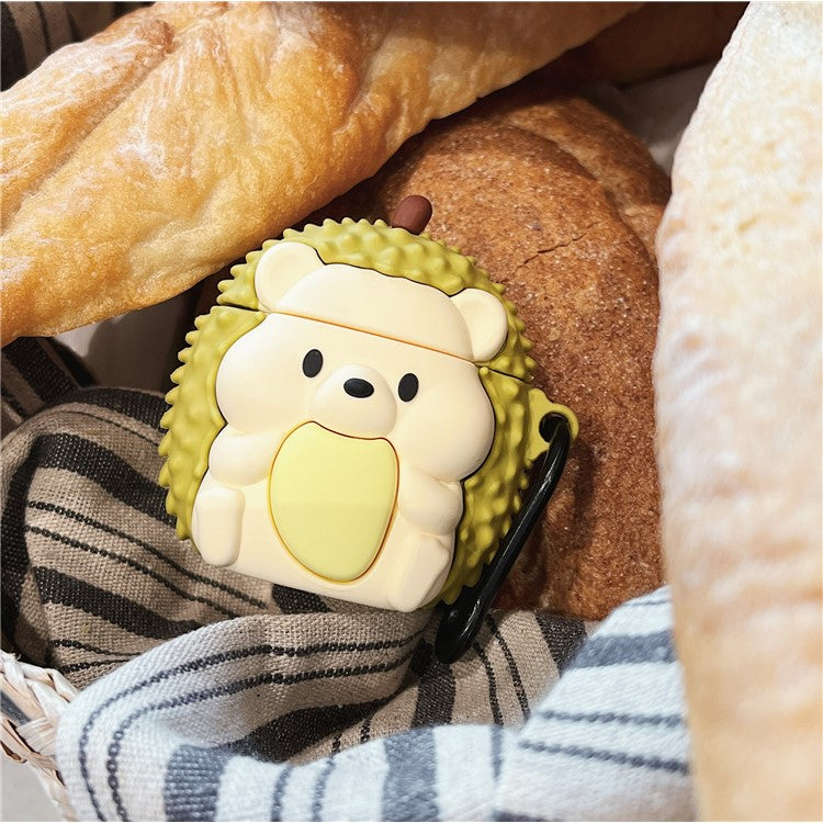 For Apple AirPods with Wireless Charging Case (2019) / AirPods with Charging Case (2019) (2016) Hedgehog Durian Silicone Cover