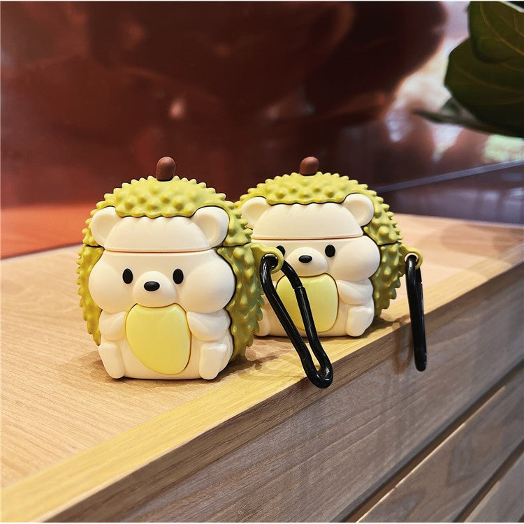 For Apple AirPods with Wireless Charging Case (2019) / AirPods with Charging Case (2019) (2016) Hedgehog Durian Silicone Cover