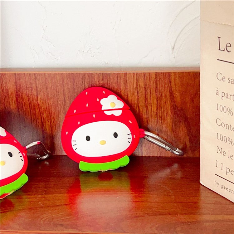 For Apple AirPods with Wireless Charging Case (2019) / AirPods with Charging Case (2019) / (2016) Strawberry Shape Silicone Case