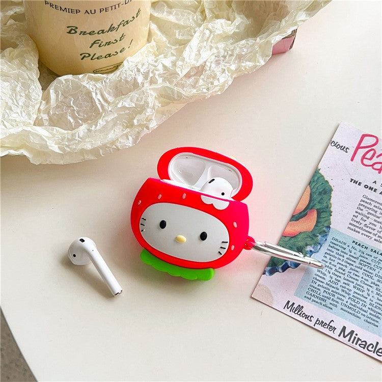 For Apple AirPods with Wireless Charging Case (2019) / AirPods with Charging Case (2019) / (2016) Strawberry Shape Silicone Case