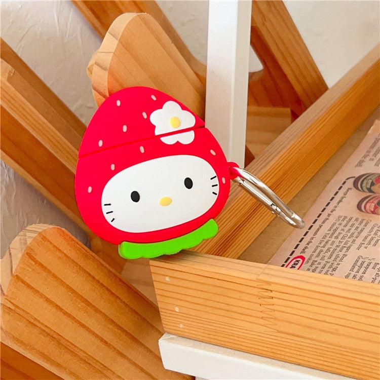 For Apple AirPods with Wireless Charging Case (2019) / AirPods with Charging Case (2019) / (2016) Strawberry Shape Silicone Case