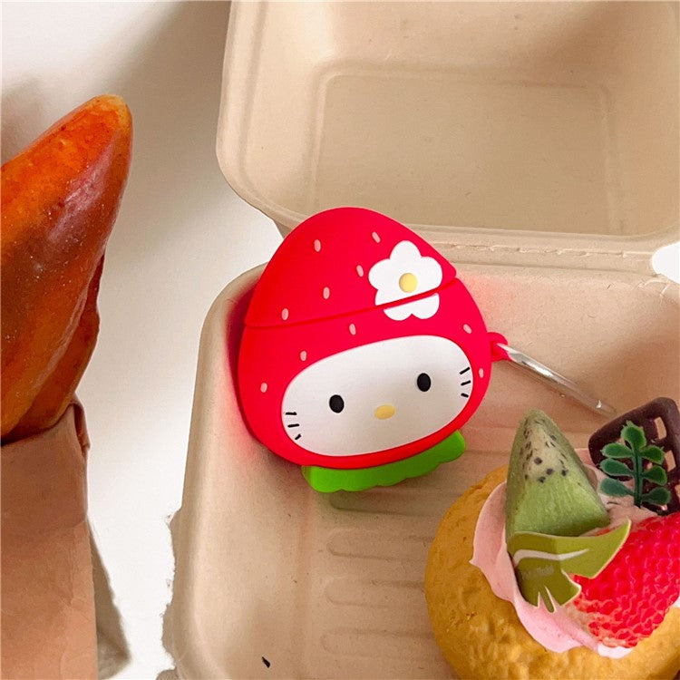 For Apple AirPods with Wireless Charging Case (2019) / AirPods with Charging Case (2019) / (2016) Strawberry Shape Silicone Case