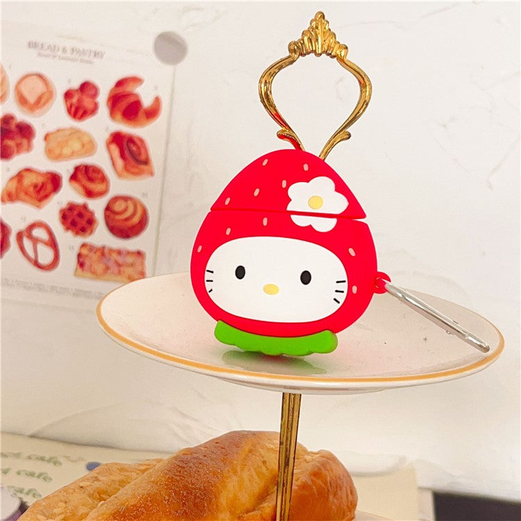 For Apple AirPods with Wireless Charging Case (2019) / AirPods with Charging Case (2019) / (2016) Strawberry Shape Silicone Case
