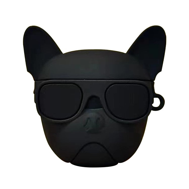 No.2 For Apple AirPods with Wireless Charging Case (2019) / AirPods with Charging Case (2019) (2016) Cartoon Silicone Case - Black Dog Head