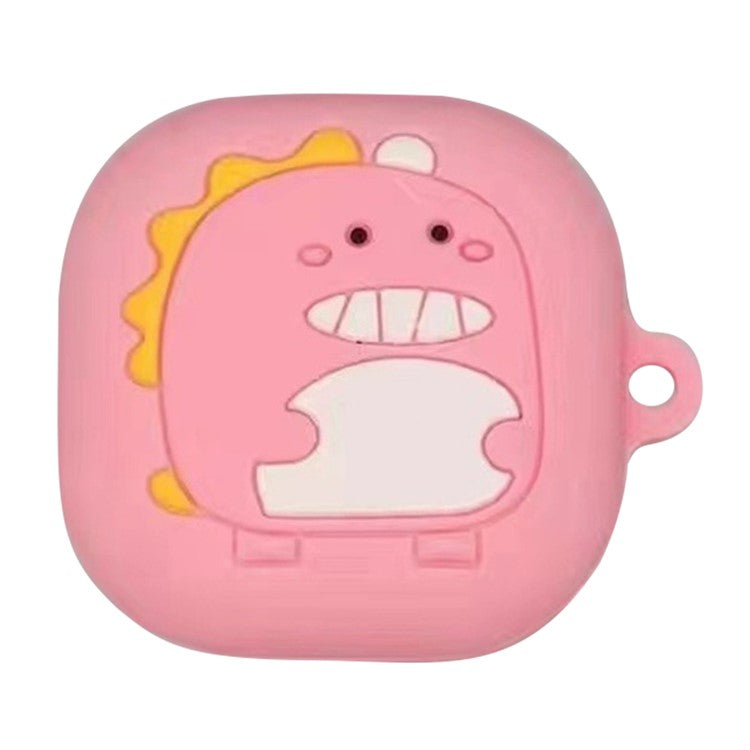 For Samsung Galaxy Buds FE Cartoon Silicone Case Bluetooth Earphone Dust-proof Cover - Pink Dinosaur