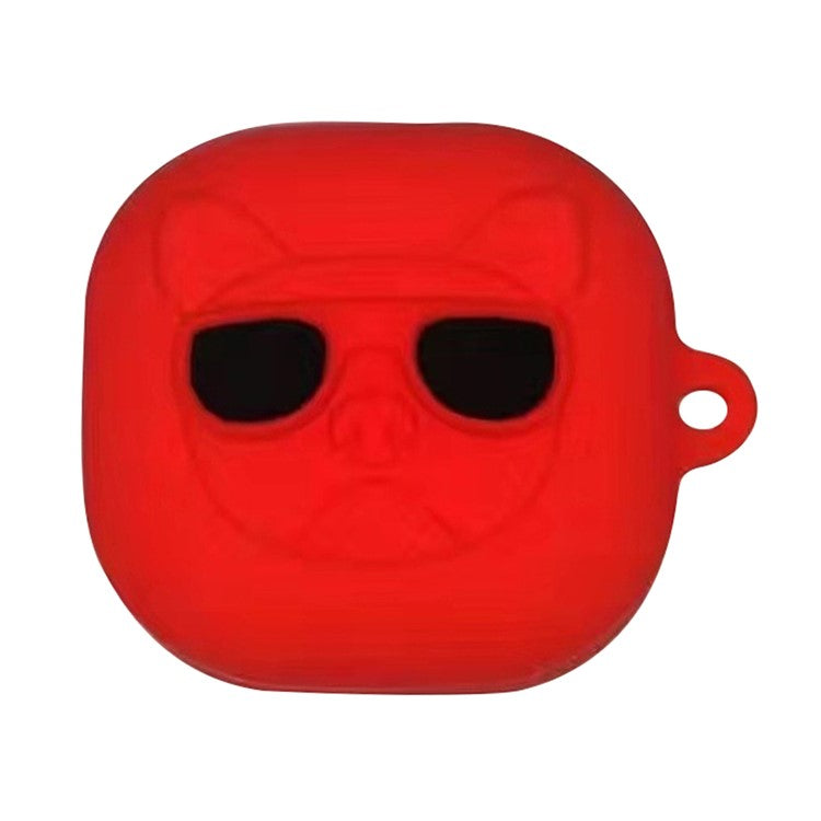 For Samsung Galaxy Buds FE Cartoon Silicone Case Bluetooth Earphone Dust-proof Cover - Red Dog Head