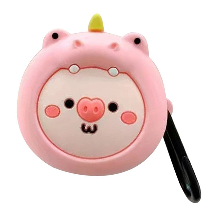 For Samsung Galaxy Buds FE Cartoon Silicone Case Bluetooth Earphone Dust-proof Cover - Pink Dinosaur Pig