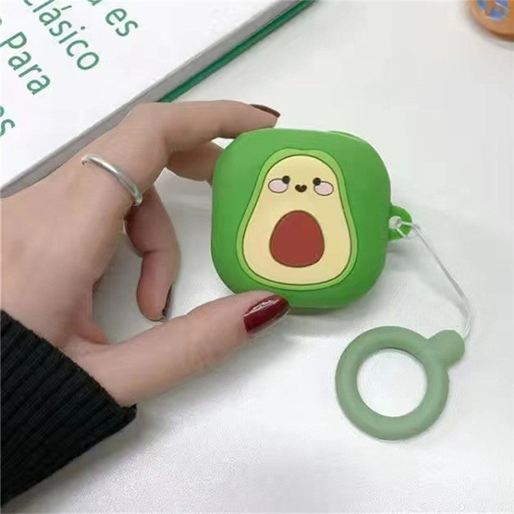 For Samsung Galaxy Buds FE Cartoon Silicone Case Bluetooth Earphone Anti-dust Cover - Avocado