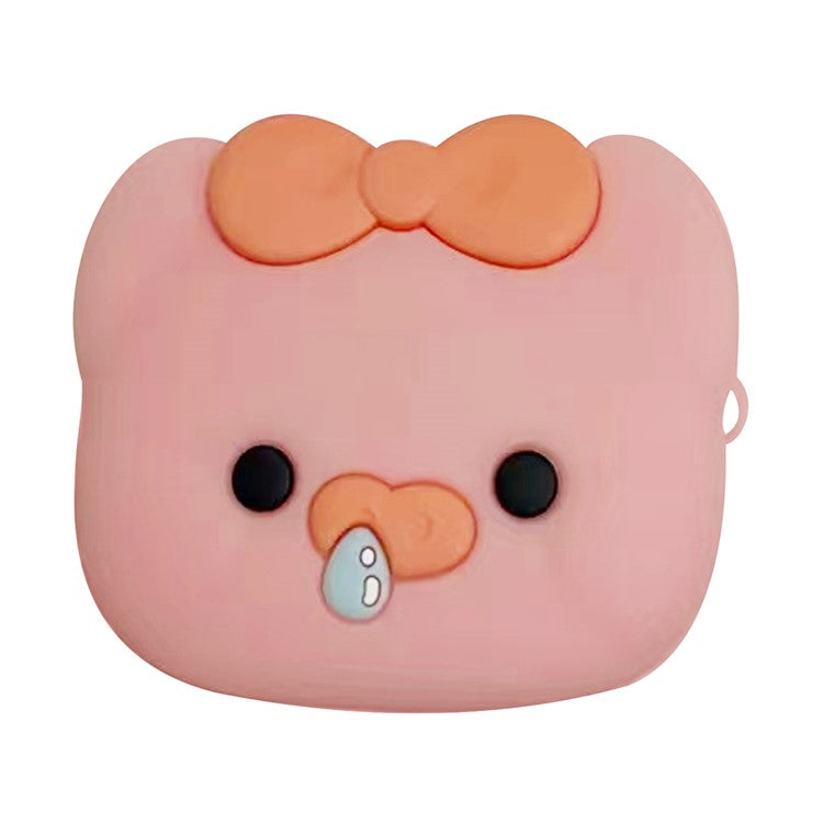 For Samsung Galaxy Buds FE Cartoon Anti-collision Case Bluetooth Earphone Soft Silicone Cover - Snot Bowknot Pig