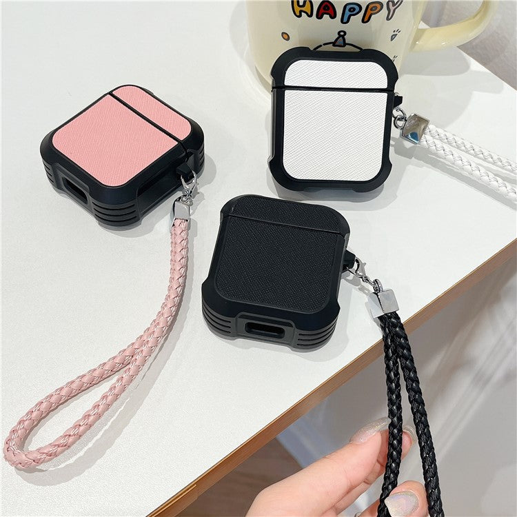 For Apple AirPods with Charging Case (2016) / (2019) / AirPods with Wireless Charging Case (2019) TPU Sleeve Case with Wrist Strap - Black