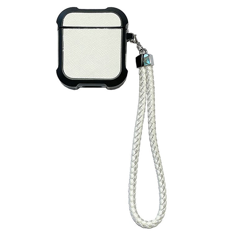 For Apple AirPods with Charging Case (2016) / (2019) / AirPods with Wireless Charging Case (2019) TPU Sleeve Case with Wrist Strap - White