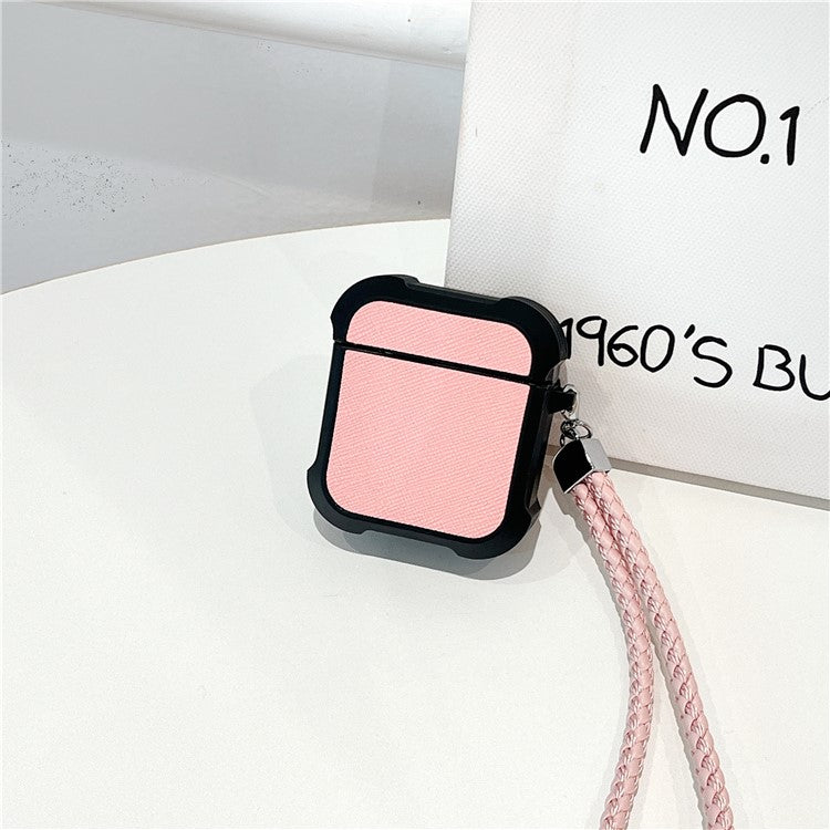 For Apple AirPods with Charging Case (2016) / (2019) / AirPods with Wireless Charging Case (2019) TPU Sleeve Case with Wrist Strap - Pink