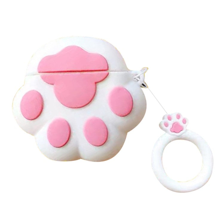 For Edifier X3 Bluetooth Earphone Silicone Cover Lovely Cartoon Anti-collision Case - White Cat Paw