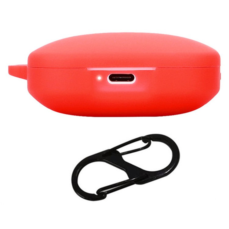 For Xiaomi Redmi Buds 6S Silicone Case Bluetooth Earphone Cover with Hanging Buckle - Red