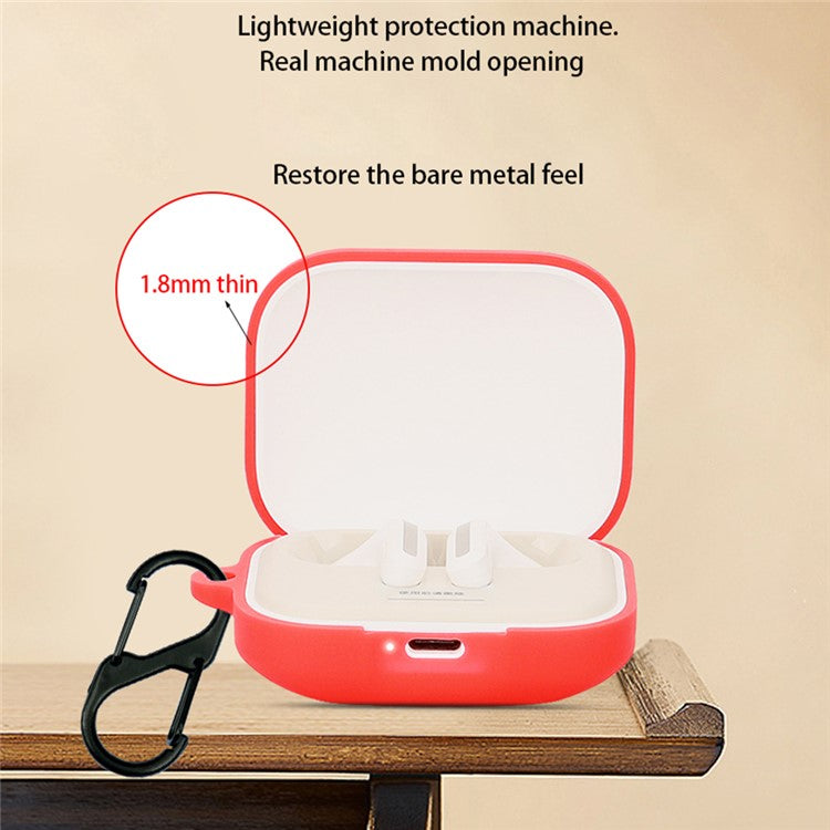 For Xiaomi Redmi Buds 6S Silicone Case Bluetooth Earphone Cover with Hanging Buckle - Red