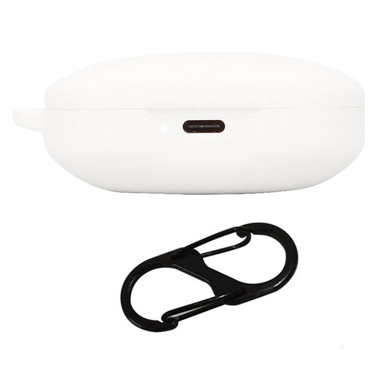 For Xiaomi Redmi Buds 6S Silicone Case Bluetooth Earphone Cover with Hanging Buckle - White