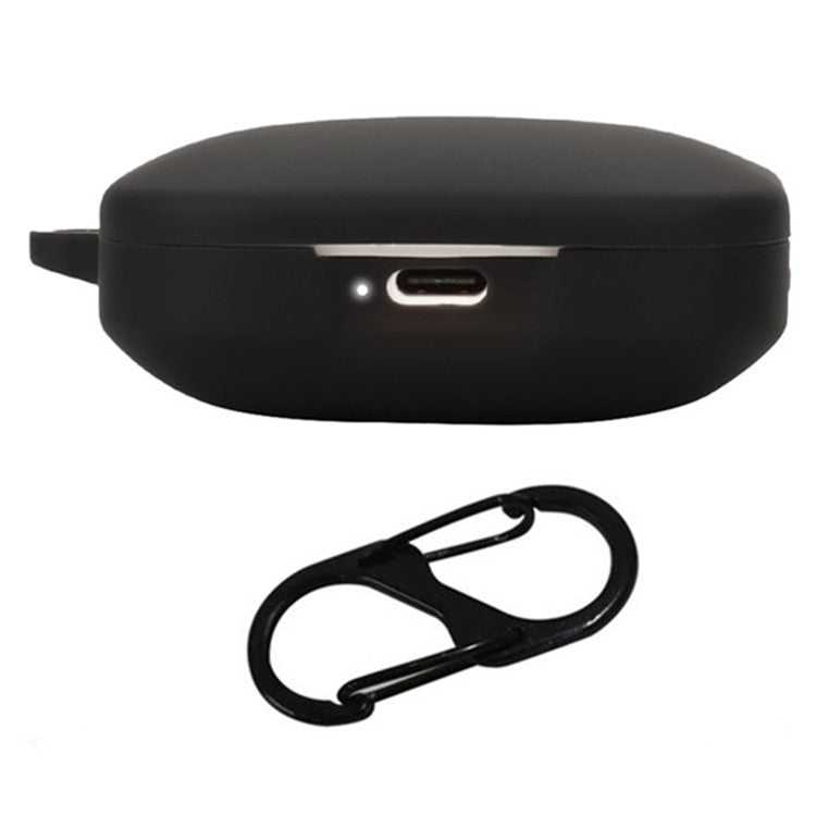For Xiaomi Redmi Buds 6S Silicone Case Bluetooth Earphone Cover with Hanging Buckle - Black