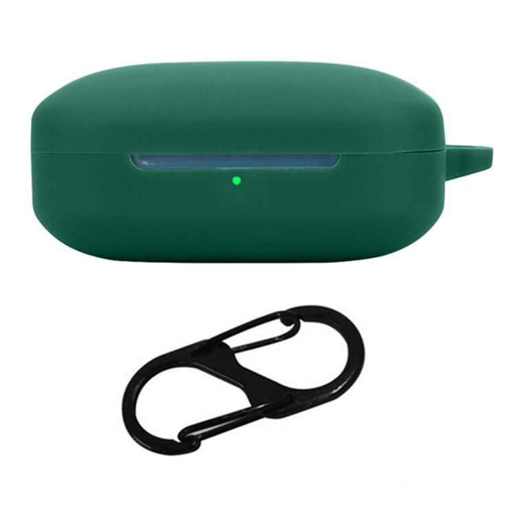 For Oppo Enco X3i Earphone Case Earbud Silicone Protective Cover with Hanging Buckle - Blackish Green