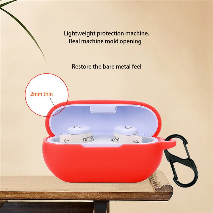 For Beats Solo Buds Earphone Case Anti Dust Silicone Sleeve Cover with Buckle - Red