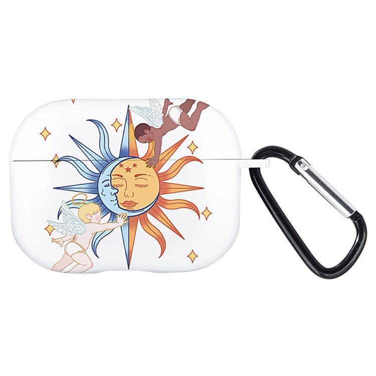 For Apple AirPods Pro Charging Case Cover Pattern Print TWS Earbuds TPU Case - Sun Angel / White