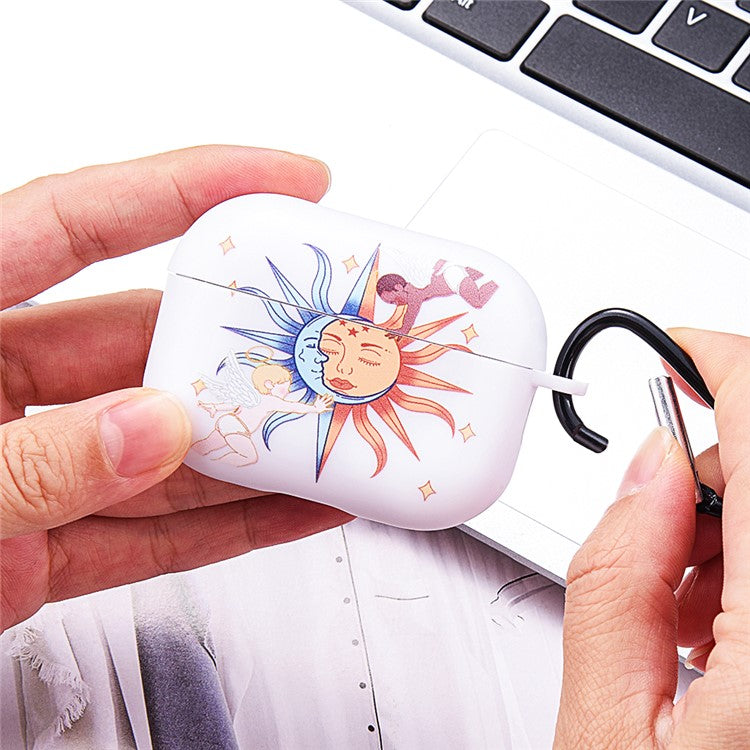 For Apple AirPods Pro Charging Case Cover Pattern Print TWS Earbuds TPU Case - Purple Butterfly / Transparent