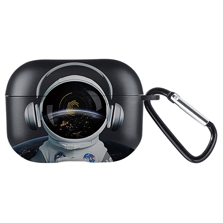 For Apple AirPods Pro Charging Case Cover Pattern Print TWS Earbuds TPU Case - Spaceman / Black