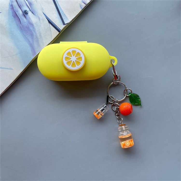 For Xiaomi OpenWear Stereo Bluetooth Earphones Cartoon Fruit Silicone Case with Pendant - Yellow Lemon