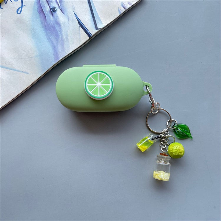 For Xiaomi OpenWear Stereo Bluetooth Earphones Cartoon Fruit Silicone Case with Pendant - Green Lemon