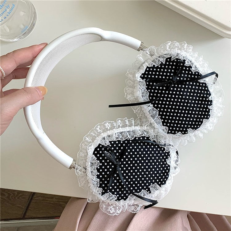 1Pair For AirPods Max Protective Case Fabric+TPU Headset Sleeve Bowknot Design - Black