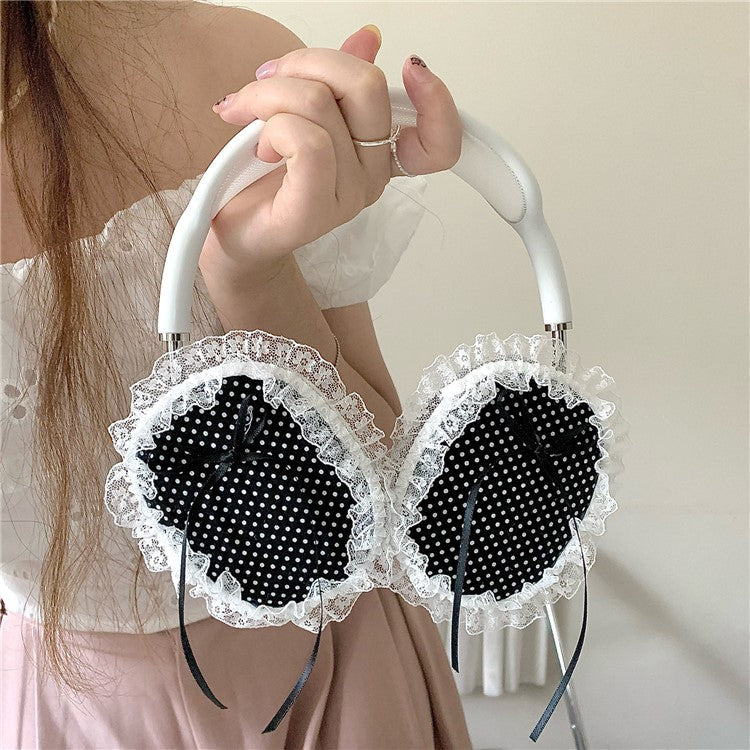 1Pair For AirPods Max Protective Case Fabric+TPU Headset Sleeve Bowknot Design - Black