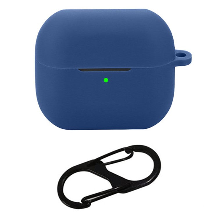 For Samsung Galaxy Buds3 Silicone Case Bluetooth Earphone Protective Cover with Anti-Lost Buckle - Dark Blue