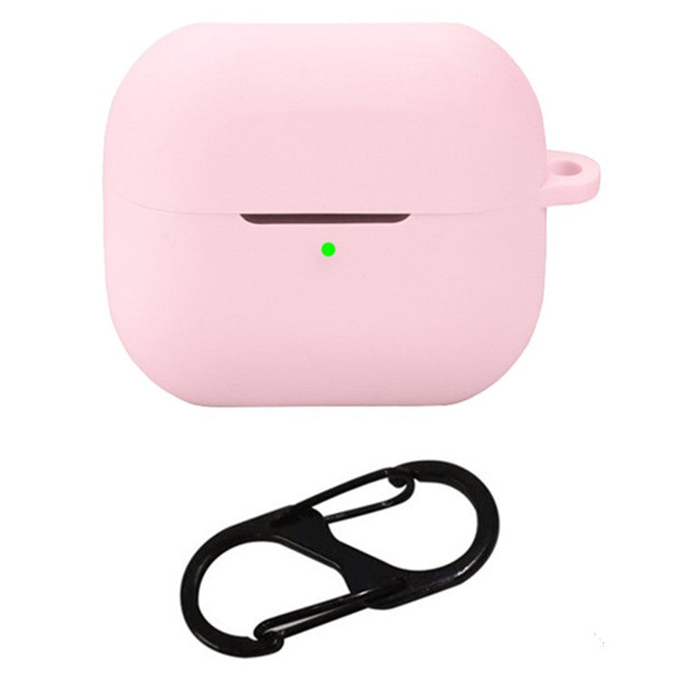 For Samsung Galaxy Buds3 Silicone Case Bluetooth Earphone Protective Cover with Anti-Lost Buckle - Pink
