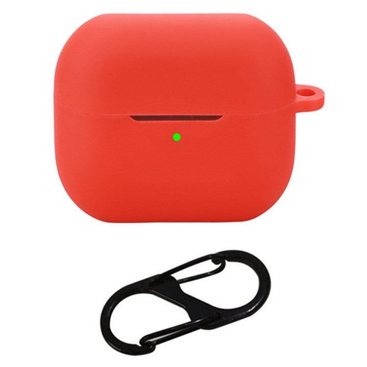 For Samsung Galaxy Buds3 Silicone Case Bluetooth Earphone Protective Cover with Anti-Lost Buckle - Red